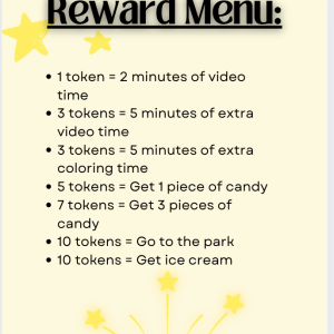 Earn and Learn Behavior Chart for Autistic Children | ABA Token Board with Reward Menu & Star Tokens | Parent Training Tool | Digital Download